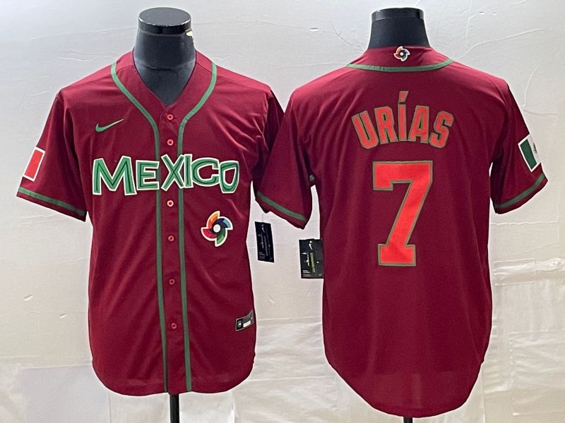 Men 2023 World Cub Mexico #7 Urias Red orange Nike MLB Jersey13->more jerseys->MLB Jersey
